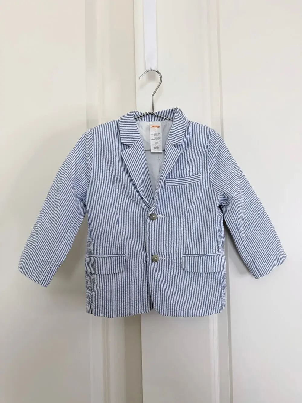 Gymboree Boys Seersucker Stripe Blazer Jacket blue white